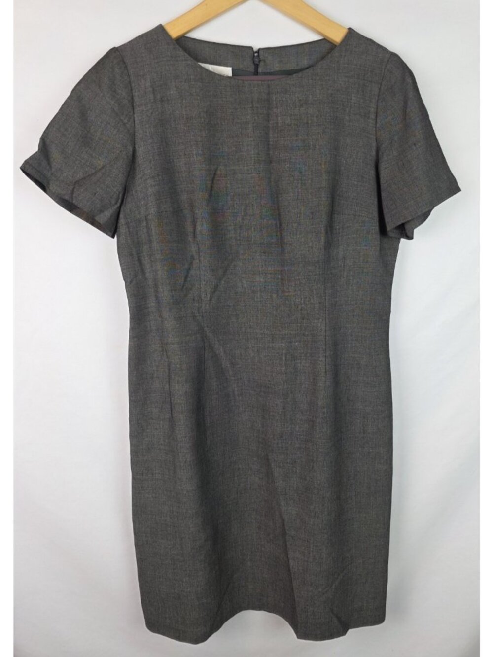 Casual Corner Women's Dress Size 6 Gray Wool Blend Short Sleeve Sheath Dress